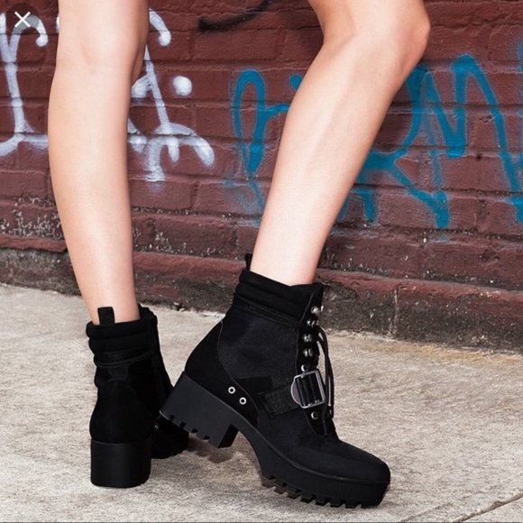 Steve Madden 7 Black Combat Boots Platform NEW - Picture 13 of 14